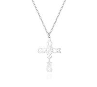 Tavuala Superbe collier avec croix de grâce pour femme, bijou religieux, 18 inches x 1.2 inches, Acier inoxydable, Pas de pierre précieuse