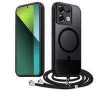 Tawarror Coque Magnétique pour Xiaomi Redmi Note 13 Pro 5G(Non pour Note 13 Pro 4G) avec Cordon Compatible avec MagSafe, Coque Translucide Mat Collier Réglable Téléphone, Noir