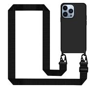 Tawarror Coque pour iPhone 13 Pro 6.1''Étui avec Cordon, Case en Caoutchouc Liquid Silicone, Bandouilière Stylée Réglable Lanyard Case pour iPhone 13 Pro 6.1'', Noir