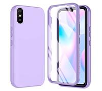 Tawarror Coque pour Xiaomi Redmi 9A/ 9AT, 360 Degré Antichoc Silicone Liquide Case Aver Protecteur D'écran Intégré Etui Robuste Double Face Anti-Rayures Intégrale Bumper Housse - Violet