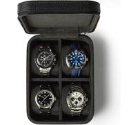 TAWBURY Étui de montre en cuir à 4 emplacements - Étui de voyage en cuir de luxe pour homme | Étuis de voyage noirs pour hommes | Étui de voyage noir pour 4 montres pour homme (noir)