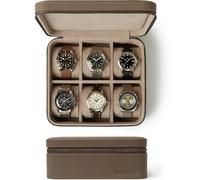 TAWBURY Étui de montre en cuir à 6 emplacements - Étui de voyage unisexe de luxe pour homme et femme | Boîte à montres en cuir véritable à 6 emplacements | Étui de transport portable pour 6 montres