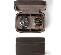 TAWBURY Étui de Voyage en Cuir Véritable Pleine Fleur pour 2 Montres Homme - Boîte de Montre Marron