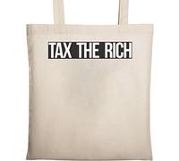Tax The Rich Black and White Socialist Logo Sac fourre-Tout en Coton écologique Naturel Beige One Size