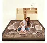 Taxestmy Tapis d'éveil pour Bébé Épais de 2 cm Tapis de Jeu Rampant Antidérapant Tapis Chambre Enfant Soft Tapis en Velours Corail Grand Tapis de Sol Bébé Tapis de Yoga d'exercice 150 x 180 cm
