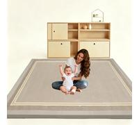 Taxestmy Tapis d'éveil pour Bébé Épais de 2 cm Tapis de Jeu Rampant Antidérapant Tapis Chambre Enfant Soft Tapis en Velours Corail Grand Tapis de Sol Bébé Tapis de Yoga d'exercice 150 x 150 cm