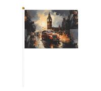 Taxi de Londres en six pièces imprimé double face drapeau à main 14 x 20,8 cm, adapté pour les activités d'équipe encourageant