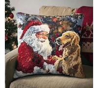 Taxpy Cadeau,Noël coussin à loquet,kit de coussin à crochet latch hook,point noué fait main pour décoration d’hiver,43x43 cm -2