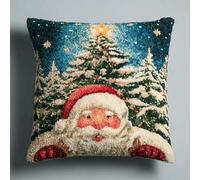 Taxpy Coussin de Noël à Latch Hook 43x43 cm - Kit DIY pour Adultes et Débutants,Kit de Fil à Crocheter et Broderie,Fournitures d'Artisanat pour Décoration Saisonnière et Cadeau -4