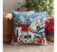 Taxpy Coussin de Noël Latch Hook 43x43 cm - Kit DIY Crochet pour Adultes et Débutants,Oreiller Décoratif,Loisirs Créatifs et Broderie,Fournitures d'Artisanat pour Décoration Saisonnière -6