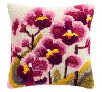 Taxpy Crochet De Verrouillage Diy Broderie,Orchidea 43X43Cm Loquet Crochet Complet Housse De Coussin,Kit Fabrication Taie D'Oreiller Coussins Tapis,Motif Coloré