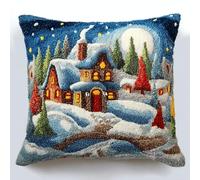 Taxpy Décoration de Noël artisanale, kit de coussin à crochet de verrouillage, point noué DIY pour maison chaleureuse 43x43 cm -7