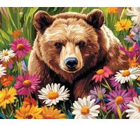 Taxpy Diy Broderie De Perles Ours Animal Et Fleurs Colorées Kit De Broderie De Perles De Point De Croix,Point D'Aiguille,Arts Artisanaux 60x80cm