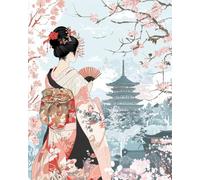 Taxpy DIY Peinture Numero Adulte（Cadre Diy） 50x70cm Femme Japonaise En Kimono Peinture Par Numéro Pour Adulte Débutant Kit De Peinture À L'Huile Sur Toile Décoration Murale De Bureau À Domicile