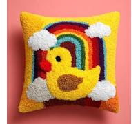 Taxpy Kit de Coussin à Crochet Maille Fait Maison Little Yellow Duck And Rainbow Background Couverture de Coussin 43x43cm,Adapté Aux Débutants avec Motifs Préimprimés,pour Adultes et Débutants - 3