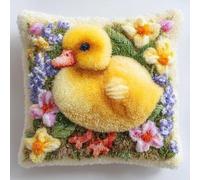 Taxpy Kit de Coussin à Crochet Maille Fait Maison Little Yellow Duck Portrait dans Les Fleurs Couverture de Coussin 43x43cm,Adapté Aux Débutants avec Motifs Préimprimés,pour Adultes et Débutants - 3