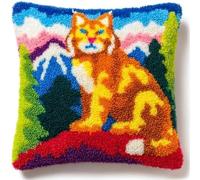 Taxpy Kit de Coussin à Crochet Maille Fait Maison Lynx And Mountains Couverture de Coussin 43x43cm,Adapté Aux Débutants avec Motifs Préimprimés,pour Adultes et Débutants,Décoration Intérieure - 3