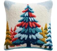 Taxpy Kit de Coussin à Crochet Maille Fait Maison Merry Christmas White Snow Tree Couverture de Coussin 43x43cm,Adapté Aux Débutants avec Motifs Préimprimés,pour Adultes et Débutants - 4