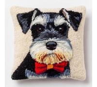Taxpy Kit de Coussin à Crochet Maille Fait Maison Miniature Schnauzer Chien Chiots Bow Tie Couverture de Coussin 43x43cm,Adapté Aux Débutants avec Motifs Préimprimés,pour Adultes et Débutants