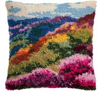 Taxpy Kit de Coussin à Crochet Maille Fait Maison Misty Mountain Slopes Azalea Flowers Couverture de Coussin 43x43cm,Adapté Aux Débutants avec Motifs Préimprimés,pour Adultes et Débutants