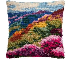 Taxpy Kit de Coussin à Crochet Maille Fait Maison Misty Mountain Slopes Azalea Flowers Couverture de Coussin 43x43cm,Adapté Aux Débutants avec Motifs Préimprimés,pour Adultes et Débutants
