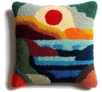 Taxpy Kit de Coussin à Crochet Maille Fait Maison Moonlit Sea Couverture de Coussin 43x43cm,Adapté Aux Débutants avec Motifs Préimprimés,pour Adultes et Débutants,Décoration Intérieure - 4