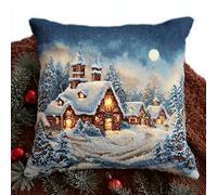 Taxpy Kit de coussin à crochet Noël,point noué latch hook complet DIY,idée artisanale de décoration pour fête de Noël 43x43 cm -7