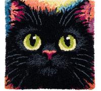 Taxpy Kit De Coussin À Crochet Pour Adultes/Débutants - Kit Complet Diy Avec Crochet, Laine Et Toile -Chat Noir 43 X 43 Cm