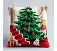 Taxpy Kit de coussin à loquet Noël,crochet de verrouillage DIY facile, point noué complet pour décoration de Noël 43x43 cm -5