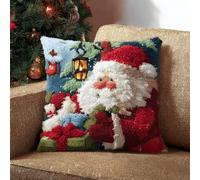 Taxpy Kit d'oreiller à crochet de loquet pour adultes Housse d'oreiller de Noël,ensemble de bricolage toutes saisons pour adultes,comprend un taie d'oreiller,des fournitures de broderie,43x43cm -16