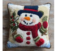 Taxpy Kit D'Oreiller À Crochet De Verrouillage, Bonhomme De Neige De Noël Kit Coussin Au Point Noué, Loquet Crochet Complet Housse De Coussin, Couture,43X43Cm