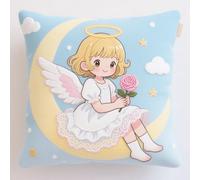 Taxpy Kit D'Oreiller À Crochet De Verrouillage Fille de dessin animé et la lune Crochet De Verrouillage Housse D'Oreiller Bricolage Kit De Taie D'Oreiller Taie D'Oreiller Kits D'Artisanat 43x43cm