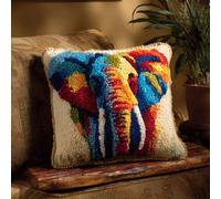 Taxpy Kit Point Noué Á Faire Coussin Broderie Debutant Diy Éléphant Latch Hook Kit Complet Decoration Maison Manuelle Loisir Créatif Ca. 43 X 43 Cm Embroidery
