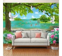 Taxpy Papier Peint 3D Personnalisé,Peinture De Paysage,Cascade De Lotus,Fresque Murale Chinoise Pour Salon,Canapé,Chambre,Bureau,Papel De Parede-400X280Cm