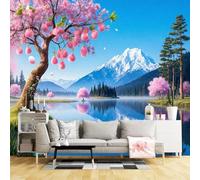 Taxpy Papier Peint Mural De Taille Personnalisée,Vue Sur La Montagne Du Lac Spring Amovible À Décoller Et À Coller,Papier Peint Photo,3D Pour Salon,Chambre À Coucher Décorations Murales-250X175Cm