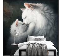 Taxpy Papier Peint Mural Personnalisé,Magnifique Peinture À L'Huile D'Un Chat Mignon,Art Moderne,Décoration Murale Pour Entrée,Salon,Chambre Et Maison-200X150Cm