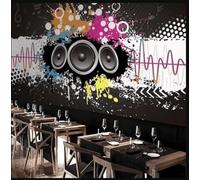 Taxpy Papier Peint Mural Personnalisé Sur Le Thème De La Musique Pour La Décoration De Fond D'Un Karaoké,Papier Peint Abstrait Moderne De Style Graffiti,Décoration Murale Personnalisée-200X150Cm