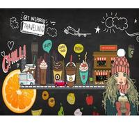 Taxpy Papier Peint Photo 3D Personnalisé,Fresques Murales,Tapisserie Fruit Wall Burger Milk Tea Shoppour Salon Chambre Tv Mur Papel De Parede,Décoration Intérieure,Tapety-430X300Cm