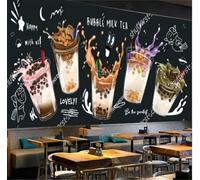 Taxpy Papier Peint Photo 3D Personnalisé,Fresques Murales,Tapisserie Thé De L'Après-Midi Au Bubble Tea Shoppour Salon Chambre Tv Mur Papel De Parede,Décoration Intérieure,Tapety-400X280Cm
