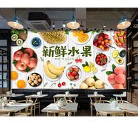 Taxpy Papier Peint Photo 3D Personnalisé Mur De Fond D'Un Magasin De Fruits Frais Papier Peint Photo Mural Amovible Pour La Décoration Murale De Votre Maison (Sans Pvc)-350X256Cm