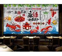 Taxpy Papier Peint Photo 3D Personnalisé Mur En Ciment,Arrière-Plan D'Un Restaurant D'Écrevisses Épicées. Papier Peint Photo Mural Amovible Pour La Décoration Murale De Votre Maison-430X300Cm