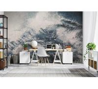 Taxpy Papier peint photo Motif vague, 430x300cm Fond D'écran Panoramique - Effet 3D Papier Peint Chambre