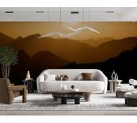 Taxpy Papier peint photo Paysage de montagne au coucher du soleil, 250x175cm Photo murale Papier Peint Panoramique Poster Mural Chambre