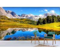 Taxpy Papier peint photo Paysage de montagne et de lac, 350x250cm Fond D'écran Panoramique - Effet 3D Papier Peint Chambre