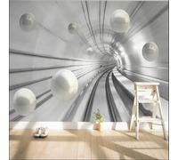 Taxpy Papier Peint Photo Personnalisé Abstrait Sphère Spatiale Tunnel Fond 3D Fresque Murale Salon Chambre Décoration Intérieure-250X175Cm