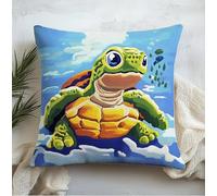 Taxpy Paysage Kits De Crochet De Loquet,Jolie Petite Tortue,Kits De Broderie,Housse De Coussin,Housses De Coussins À Crochet De Verrouillage,Coussin De Canapé,43X43Cm