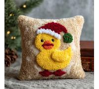 Taxpy Paysage Kits De Crochet De Loquet,Petit Canard Jaune Portant Un Chapeau De Noël,Kits De Broderie,Housse De Coussin,Housses De Coussins À Crochet De Verrouillage,Coussin De Canapé,43X43Cm
