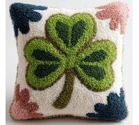 Taxpy Point Noué Kit De Taie D'Oreiller À Crochet,Trèfle À Quatre Feuilles 43X43Cm Kit Coussin Au Point Noué Pour La Décoration D'Oreillers Et De Coussins