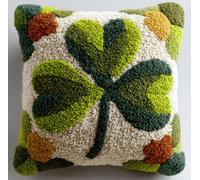 Taxpy Point Noué Kit De Taie D'Oreiller À Crochet,Trèfle À Quatre Feuilles Kit Coussin Au Point Noué Pour La Décoration D'Oreillers Et De Coussins,43X43Cm