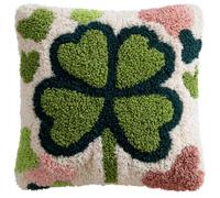 Taxpy Trèfle À Quatre Feuilles Crochet De Verrouillage Diy Broderie,Loquet Crochet Complet Housse De Coussin,Kit Fabrication Taie D'Oreiller Coussins Tapis,Motif Coloré,43X43Cm